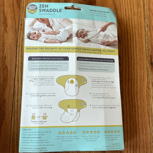 NIB - Nested Bean - Zen Swaddle Classic - 0 to 6 months - Stardust Grey - Picture 2 of 2